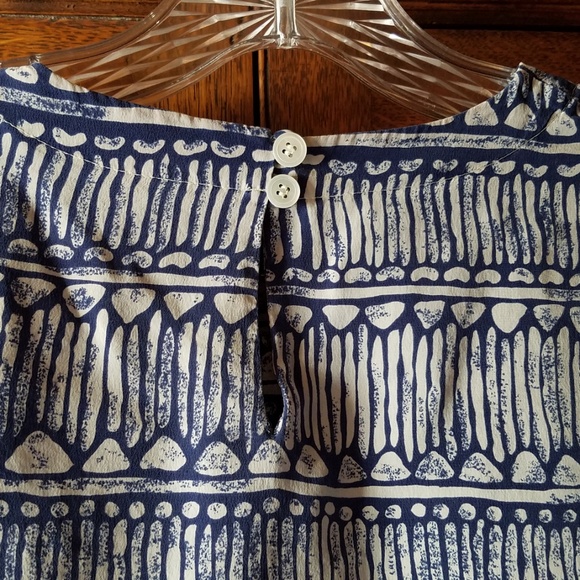 Blue & Ecru Silk Top M - Picture 5 of 5